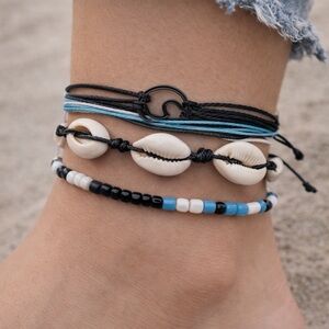 Puka shell and bead bracelet, anklet bundle y2k - beach vibes - surfer vibe
